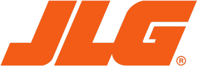 Logo with stylized orange letters "JLG" with a diagonal white stroke through the letters on a black background, indicating a registered trademark.