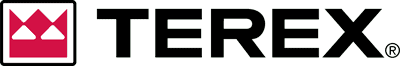 Logo of Terex, featuring the word "TEREX" in white capital letters with a red rectangle above the letter 'E' on a green background, and a registered trademark symbol.