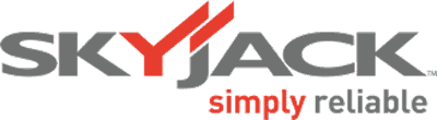 Logo of Skyjack with the slogan "simply reliable," featuring stylized red and gray text on a white background.