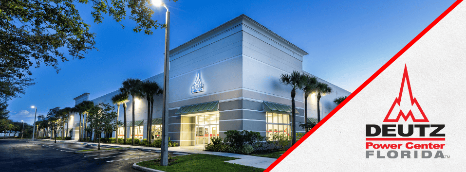 Florida (South) Deutz Power Center Florida building exterior at dusk.