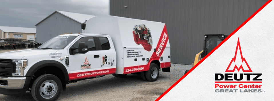 Great Lakes (West) Deutz Power Center service truck outside facility.