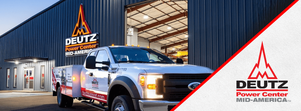 Mid-America DEUTZ Power Center with service truck outside.