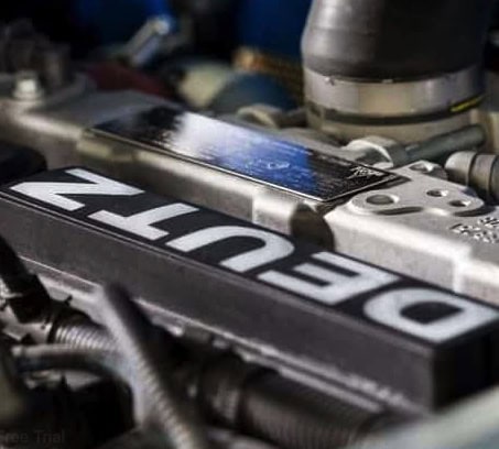 Close-up of a DEUTZ engine component.